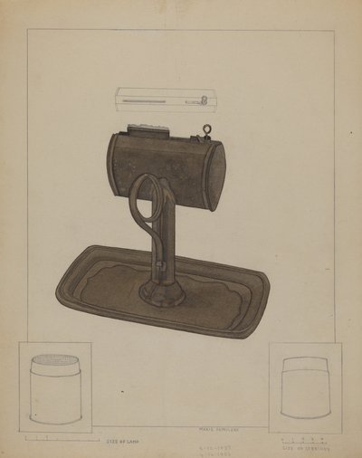 Lampada e colino per sego, c. 1936 da Marie Famularo