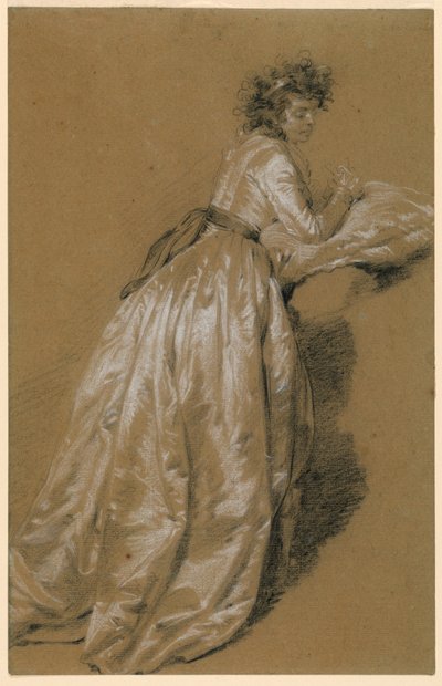 Donna in piedi con un vestito bianco da Marie Françoise Constance Mayer