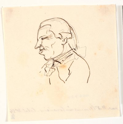 Ritratto di uomo. Profilo a sinistra. Caricatura da Marie Jeanne Clemens