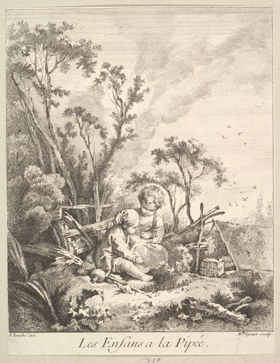 Bambini che catturano uccelli da Marie Madeleine Igonet