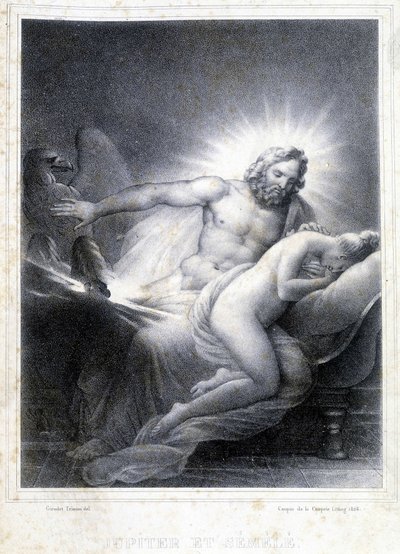Giove e Semele. Litografia di Coupin de Couprie nel 1826. da Marie Philippe Coupin de la Couperin