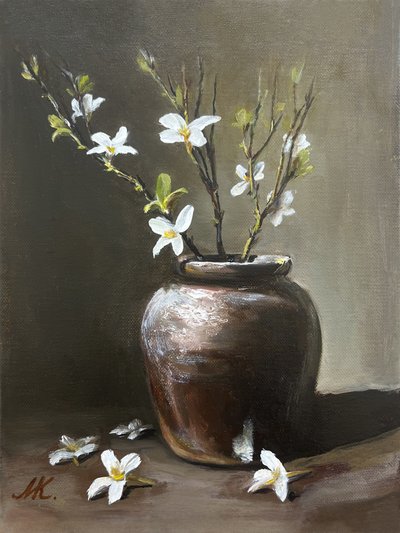 Vaso rustico con fiori bianchi da Marina Kozyr