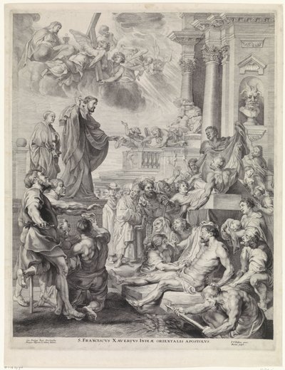 San Francesco Saverio resuscita un morto
S. Franciscus Xavierius Indiae orientalis Apostolus (titolo sull