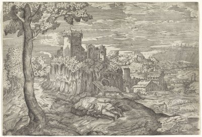 Paesaggio con rovina di castello da Mario Cartaro