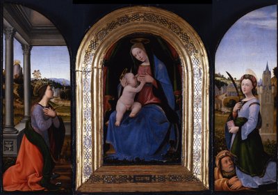 Maria lactans in trono con i santi Caterina d