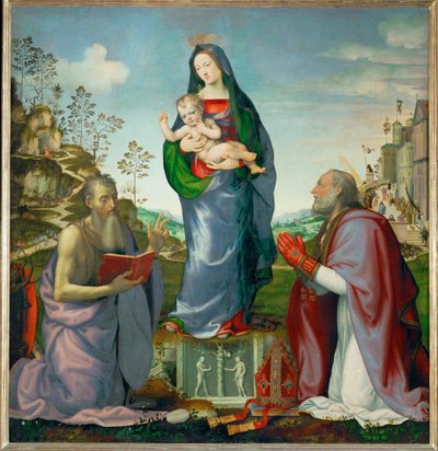 San Girolamo e San Zenobo in adorazione di Gesù Bambino ... da Mariotto Albertinelli