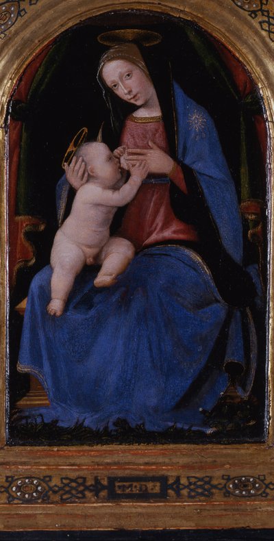 Trittico, pannello centrale: Maria lactans in trono da Mariotto Albertinelli