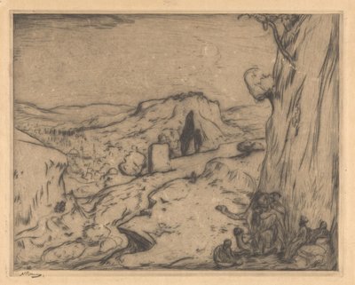 Vista di una città orientale in una valle da Marius Bauer (signed by artist)