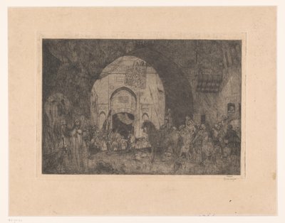 Cavalieri orientali e persone presso un portale da Marius Bauer (signed by artist)