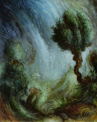 Tranquilla agitazione, 2022 (olio su pannello) da Mark Briscoe