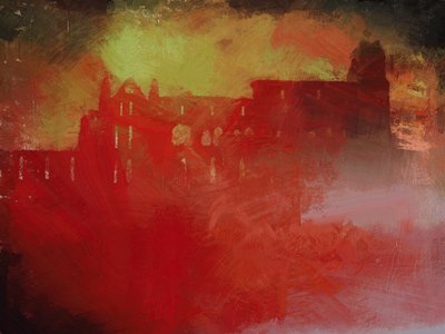 La passeggiata mattutina del signor Stoker - Abbazia di Whitby (tecnica mista) da Mark Gordon