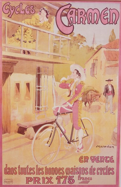 Poster pubblicitario per biciclette Carmen, fine XIX-inizio XX secolo da Marodon