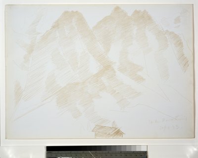 Paesaggio montano con edifici in primo piano da Marsden Hartley
