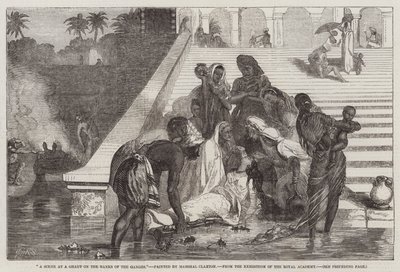 Una scena a un ghat sulle rive del Gange, dalla mostra della Royal Academy da Marshall Claxton