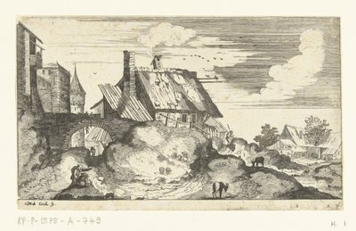 Paesaggio con porta della città da Marten de Cock