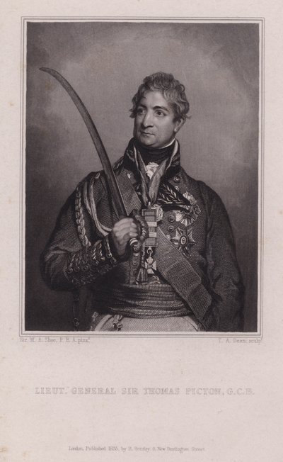 Sir Thomas Picton, generale gallese delle guerre napoleoniche ucciso nella battaglia di Waterloo da Martin Archer (after) Shee