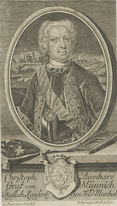 Ritratto del Conte Burkhard Christoph von Münnich da Martin Bernigeroth