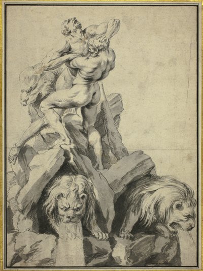 Ercole e Anteo (progetto per una fontana) da Martin Desjardins