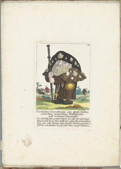 Il nano Bartholdus Gursalkawiz come pellegrino di Compostela, ca. 1710 da Martin Engelbrecht (attributed to)