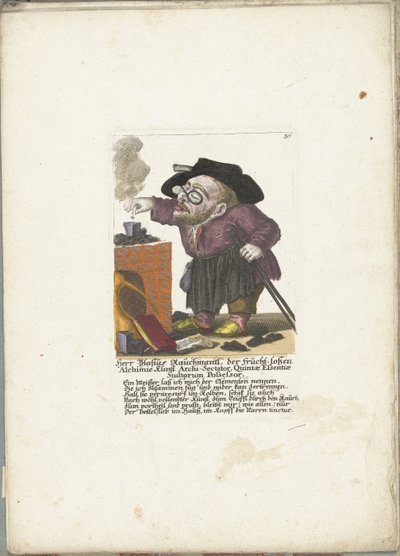 Il nano Blasius Rauchmantl come alchimista, ca. 1710 da Martin Engelbrecht (attributed to)
