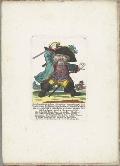 Il nano Hanß Görge Prijhann come ufficiale selvaggio, ca. 1710 da Martin Engelbrecht (attributed to)