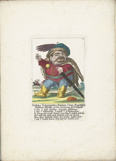Il nano Holloka Tschimitschko Buttiam Uran come ussaro, ca. 1710 da Martin Engelbrecht (attributed to)