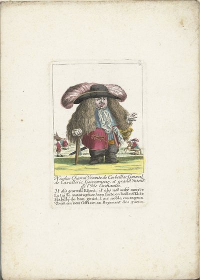 Il nano Nicolas Charon come generale di cavalleria, ca. 1710 da Martin Engelbrecht (attributed to)