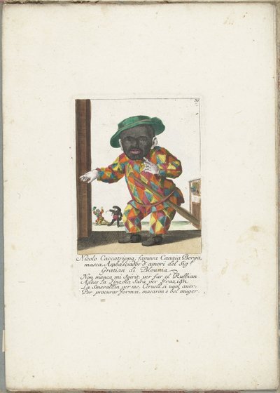 Il nano Nicolo Caccatrippa come arlecchino, ca. 1710 da Martin Engelbrecht (attributed to)