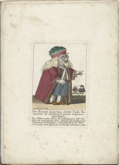 Il nano Vincentz Zipperling in una pelliccia, ca. 1710 da Martin Engelbrecht (attributed to)