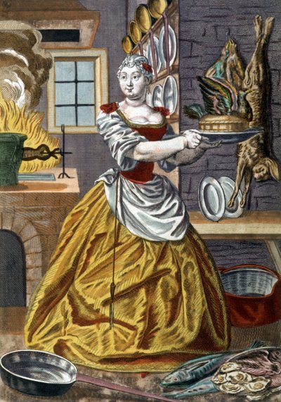 Un cuoco, c.1750 (incisione) da Martin Engelbrecht