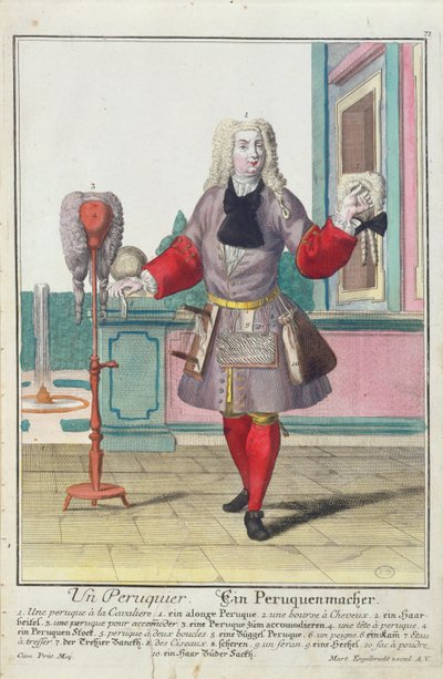 Il Parrucchiere, pubblicato ad Augusta, c.1735 da Martin Engelbrecht