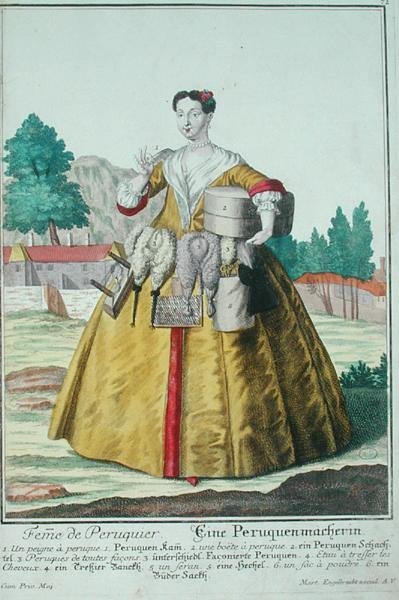 La moglie del parrucchiere, pubblicata ad Augusta, c.1735 da Martin Engelbrecht