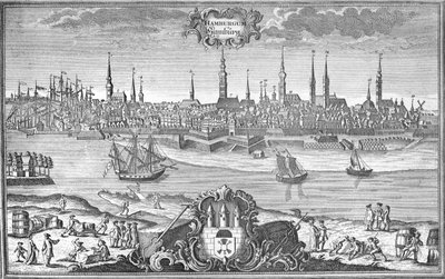Veduta di Amburgo, c.1710-50 da Martin Engelbrecht