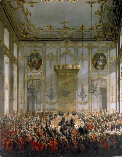 Banchetto di Corte nella Grande Anticamera del Palazzo Hofburg, Vienna da Martin II Mytens or Meytens