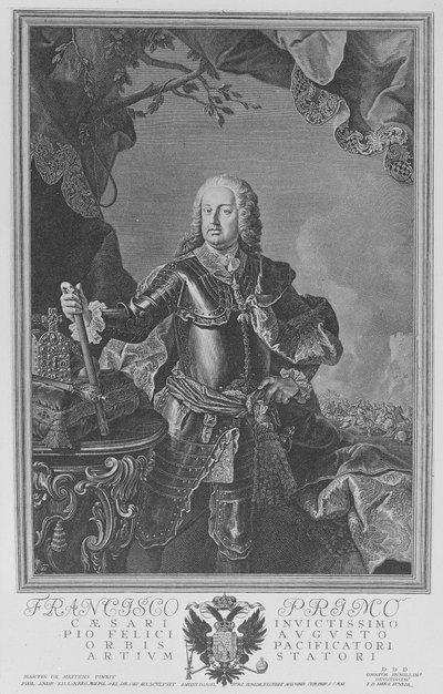 Francesco I, Imperatore del Sacro Romano Impero, inciso da Philipp Andreas Kilian da Martin II Mytens or Meytens