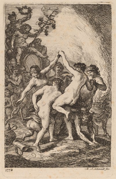 Il trionfo di Bacco con ninfe danzanti da Martin Johann Schmidt