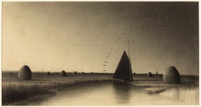 Barca a Vela e Covoni di Fieno sulle Paludi di Newbury da Martin Johnson Heade