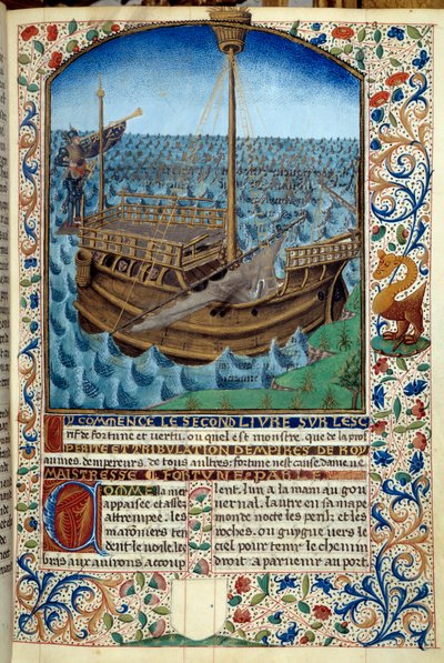 Rappresentazione di una nave in mare da Martin Le Franc