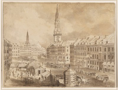 Nytorv e Gammel Torv a Copenaghen con le guglie di Sankt Petris e Vor Frue Kirke da Martin Rudolf Heland