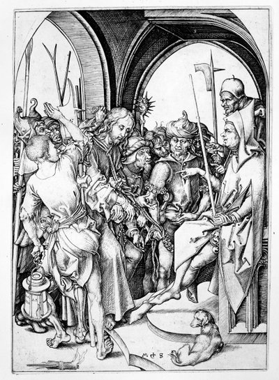 Cristo davanti ad Anna (incisione) da Martin Schongauer