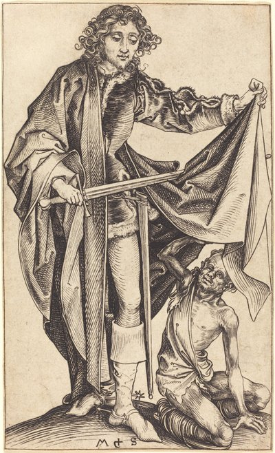San Martino che Divide il Suo Mantello da Martin Schongauer