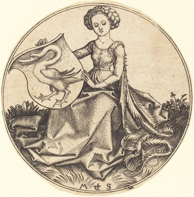 Scudo con Cigno, Tenuto da Donna da Martin Schongauer