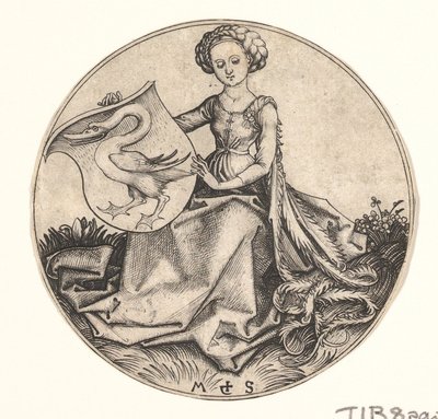 Scudo con Cigno Tenuto da Donna da Martin Schongauer