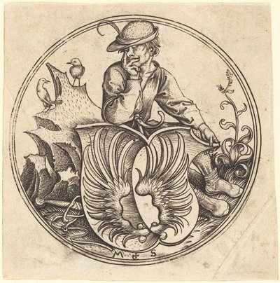 Scudo con Ali, Tenuto da Contadino da Martin Schongauer