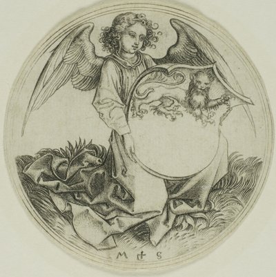 Scudo con un Leone, sorretto da un Angelo da Martin Schongauer