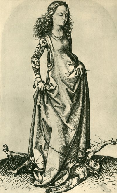 Santa Margherita calpesta un demone, metà-fine XV secolo, 1943 da Martin Schongauer