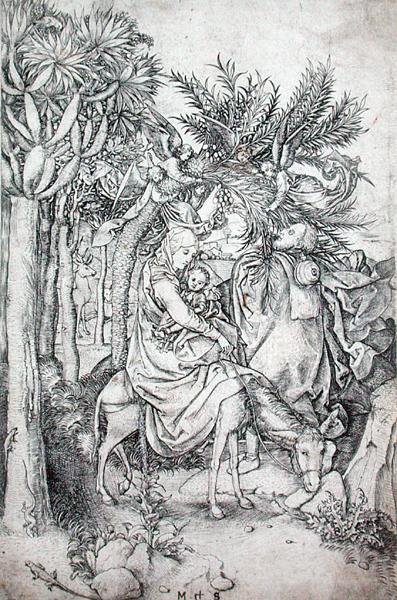 La fuga in Egitto, c.1470-80 da Martin Schongauer