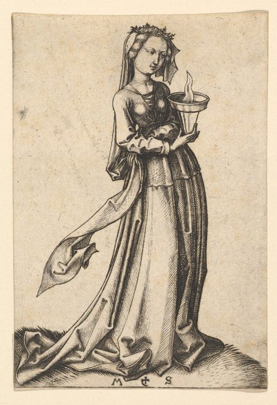 La Quarta Vergine Saggia, dalla serie Le Vergini Sagge e Stolte da Martin Schongauer