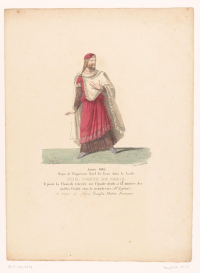 Costume di Oddone I, re di Francia occidentale dalla tragedia Le Siège de Paris da Martin Sylvestre Baptiste