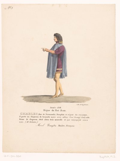 Costume del delfino Carlo di Valois dalla tragedia Marcel da Martin Sylvestre Baptiste